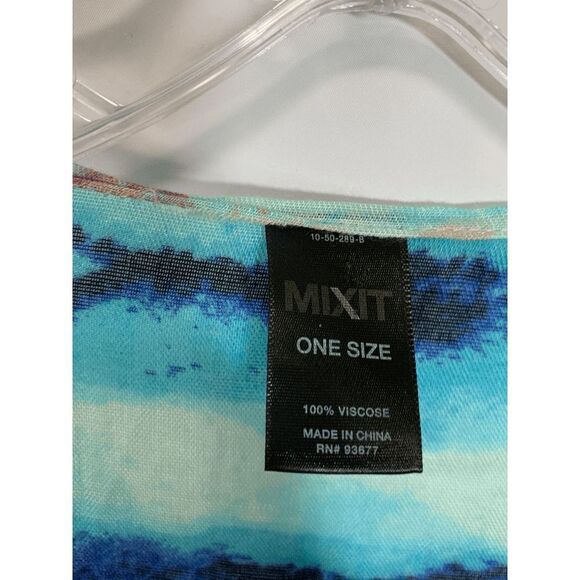 Mix It Women's Shawl Kimono Open Front Swimsuit Cover Up Orange Blue One Size - Picture 6 of 6